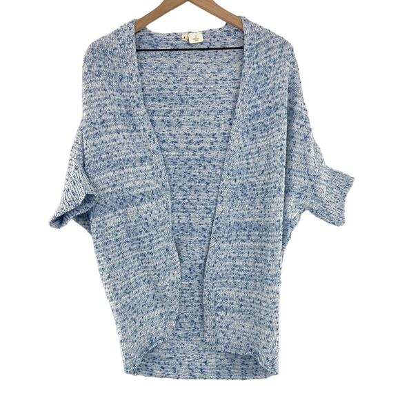 Anthropologie Moth Blue Cotton Linen Blend Marled Open Knit Cocoon Cardigan XS - Picture 3 of 7